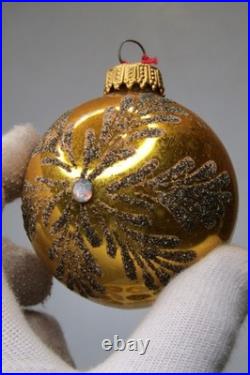 Lot VTG Glass Assorted Pictured Glitter HO HO Snow Cap BALL Christmas Ornaments
