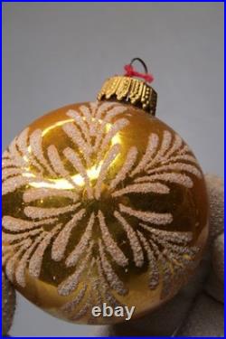 Lot VTG Glass Assorted Pictured Glitter HO HO Snow Cap BALL Christmas Ornaments
