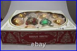 Lot VTG Glass Assorted Pictured Glitter HO HO Snow Cap BALL Christmas Ornaments