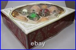 Lot VTG Glass Assorted Pictured Glitter HO HO Snow Cap BALL Christmas Ornaments