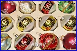 Lot VTG Glass Assorted Pictured Glittered BALL Christmas Ornaments Shiny Brite