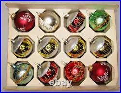 Lot VTG Glass Assorted Pictured Glittered BALL Christmas Ornaments Shiny Brite