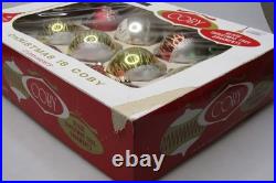 Lot VTG Glass Assorted Pictured Glittered BALL Christmas Ornaments Shiny Brite