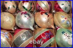 Lot VTG Glass Assorted Pictured SANTA FLOWER BALL DROP Christmas Ornament Poland