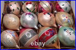 Lot VTG Glass Assorted Pictured SANTA FLOWER BALL DROP Christmas Ornament Poland