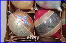 Lot VTG Glass Assorted Pictured SANTA FLOWER BALL DROP Christmas Ornament Poland