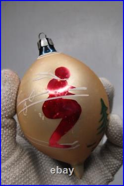 Lot VTG Glass Assorted Pictured SKI MAN BIRD Drop Ball Christmas Ornament Poland