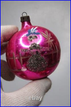 Lot VTG Glass Assorted Pictured SKI MAN BIRD Drop Ball Christmas Ornament Poland