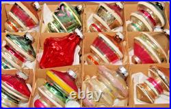 Lot VTG Glass Assorted TORNADO LANTERN Striped Christmas Ornament Shiny Brite