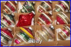 Lot VTG Glass Assorted TORNADO LANTERN Striped Christmas Ornament Shiny Brite