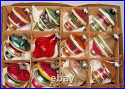 Lot VTG Glass Assorted TORNADO LANTERN Striped Christmas Ornament Shiny Brite