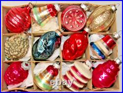 Lot VTG Glass BELL GRAPE BARREL TORNADO Indent Christmas Ornament Corning CHOOSE