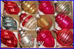Lot VTG Glass Figural ACORN SWIRL LANTERN Christmas Ornament Shiny Brite Corning