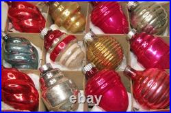 Lot VTG Glass Figural ACORN SWIRL LANTERN Christmas Ornament Shiny Brite Corning