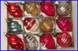 Lot VTG Glass Figural ACORN SWIRL LANTERN Christmas Ornament Shiny Brite Corning