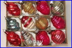 Lot VTG Glass Figural ACORN SWIRL LANTERN Christmas Ornament Shiny Brite Corning