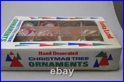 Lot VTG Glass Flower Embossed Indent Glitter Mica DROP Christmas Ornament Poland