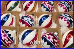 Lot VTG Glass Flowers Harlequin Mica Cap BALL DROP Christmas Ornaments Poland