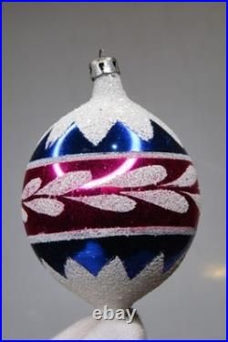 Lot VTG Glass Flowers Harlequin Mica Cap BALL DROP Christmas Ornaments Poland