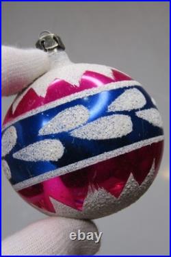 Lot VTG Glass Flowers Harlequin Mica Cap BALL DROP Christmas Ornaments Poland