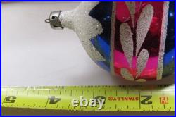 Lot VTG Glass Flowers Harlequin Mica Cap BALL DROP Christmas Ornaments Poland