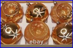 Lot VTG Glass Glitter FALLING STAR Indent BALL Christmas Ornament Germany #2