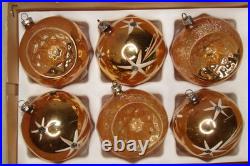 Lot VTG Glass Glitter FALLING STAR Indent BALL Christmas Ornament Germany #2