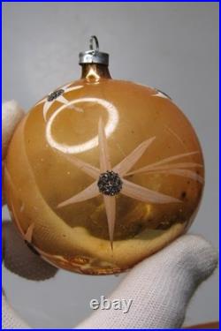 Lot VTG Glass Glitter FALLING STAR Indent BALL Christmas Ornament Germany #2