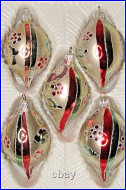 Lot VTG Glass Glitter FLOWER Color Pictured 4 DROP Christmas Ornaments Romania