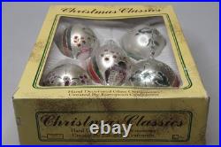 Lot VTG Glass Glitter FLOWER Color Pictured 4 DROP Christmas Ornaments Romania