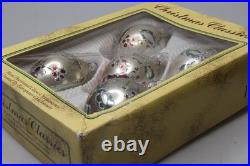 Lot VTG Glass Glitter FLOWER Color Pictured 4 DROP Christmas Ornaments Romania