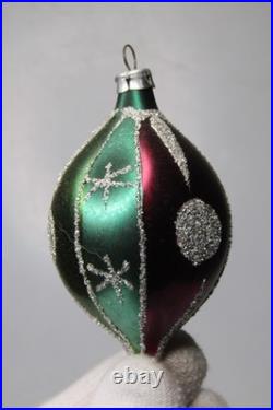 Lot VTG Glass Glitter Pictured SNOWFLAKE DOT DROP Christmas Ornaments Romania