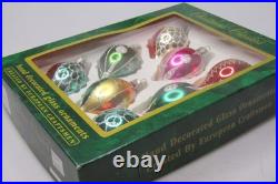 Lot VTG Glass Glitter Pictured SNOWFLAKE DOT DROP Christmas Ornaments Romania