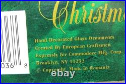 Lot VTG Glass Glitter Pictured SNOWFLAKE DOT DROP Christmas Ornaments Romania