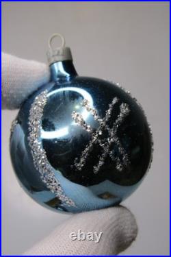 Lot VTG Glass Glitter Stencil FLOWER Pictured BALL Christmas Ornaments Brazil