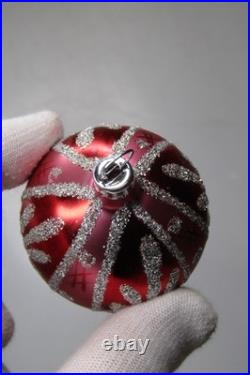 Lot VTG Glass Glitter Stencil FLOWER Pictured BALL Christmas Ornaments Brazil