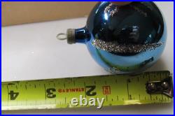 Lot VTG Glass Glitter Stencil FLOWER Pictured BALL Christmas Ornaments Brazil