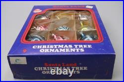 Lot VTG Glass Glitter Stencil FLOWER Pictured BALL Christmas Ornaments Brazil