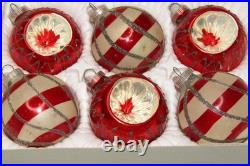 Lot VTG Glass Indent Glitter Pictured Striped BALL Christmas Ornaments Germany