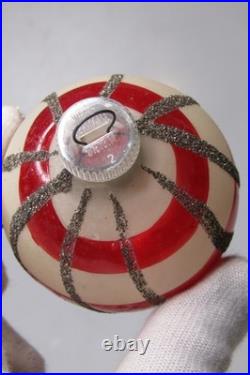 Lot VTG Glass Indent Glitter Pictured Striped BALL Christmas Ornaments Germany