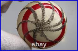 Lot VTG Glass Indent Glitter Pictured Striped BALL Christmas Ornaments Germany