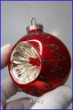 Lot VTG Glass Indent Glitter Pictured Striped BALL Christmas Ornaments Germany
