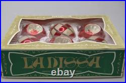 Lot VTG Glass Indent Glitter Pictured Striped BALL Christmas Ornaments Germany