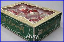 Lot VTG Glass Indent Glitter Pictured Striped BALL Christmas Ornaments Germany