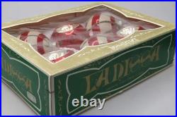 Lot VTG Glass Indent Glitter Pictured Striped BALL Christmas Ornaments Germany
