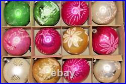 Lot VTG Glass Mica Stencil Pictured STAR FLOWER BALL Christmas Ornament Japan