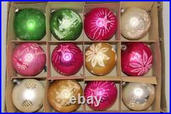 Lot VTG Glass Mica Stencil Pictured STAR FLOWER BALL Christmas Ornament Japan