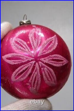 Lot VTG Glass Mica Stencil Pictured STAR FLOWER BALL Christmas Ornament Japan