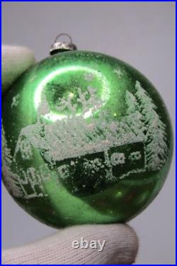 Lot VTG Glass Mica Stencil Pictured STAR FLOWER BALL Christmas Ornament Japan