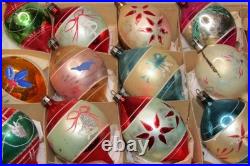 Lot VTG Glass Picture BIRD INSECT BELL BOW DROP Christmas Ornament Poland CHOOSE